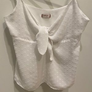 Sunday Best white tank top blouse with tie.
